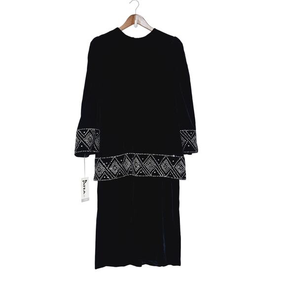 Vintage Patra Velvet Embellished Dress Size 12 NWT Black Retro Whimsigoth - Picture 1 of 10